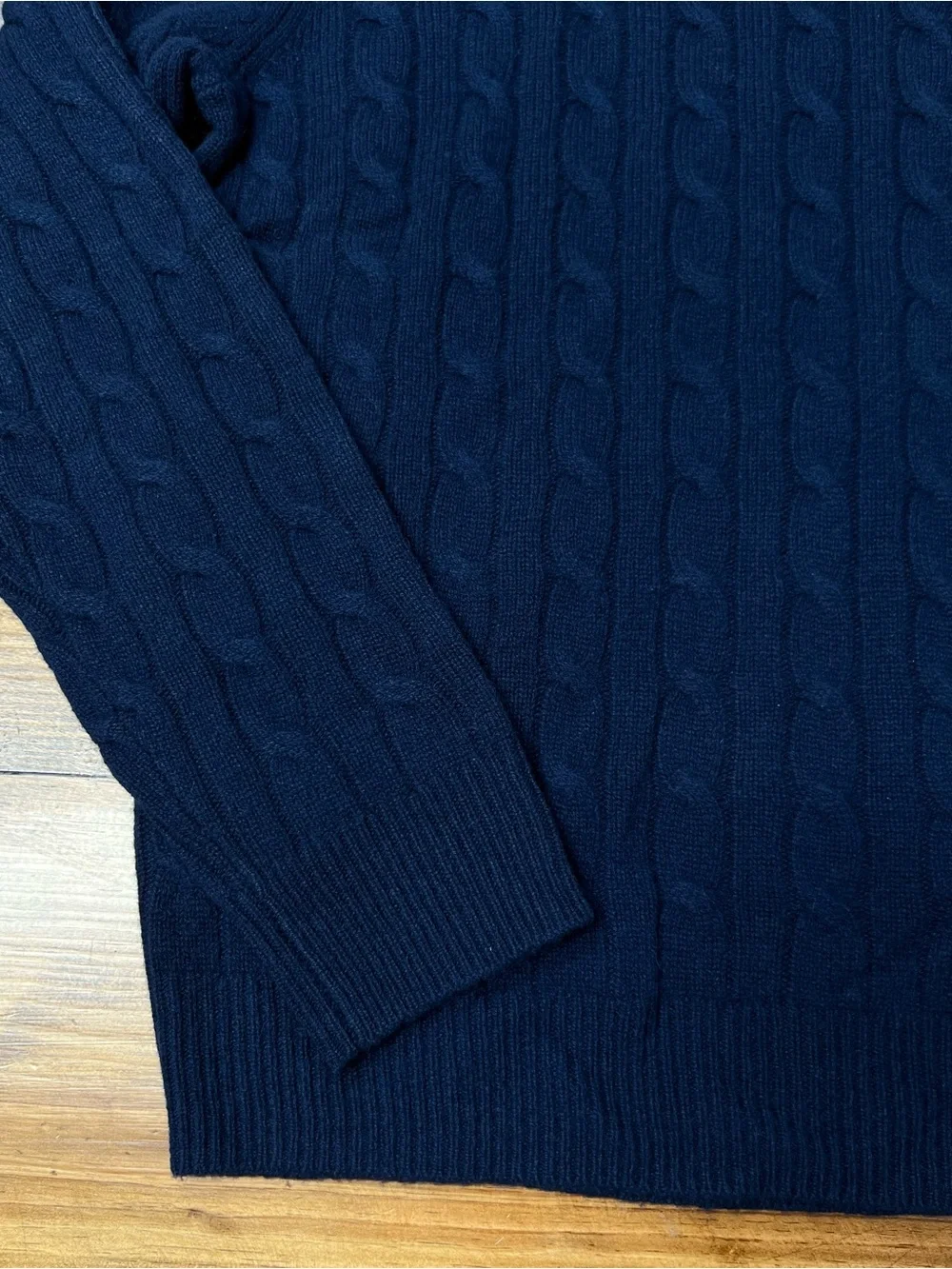 J. Crew Cashmere cable-knit sweater in Navy Blue Size Medium NWT